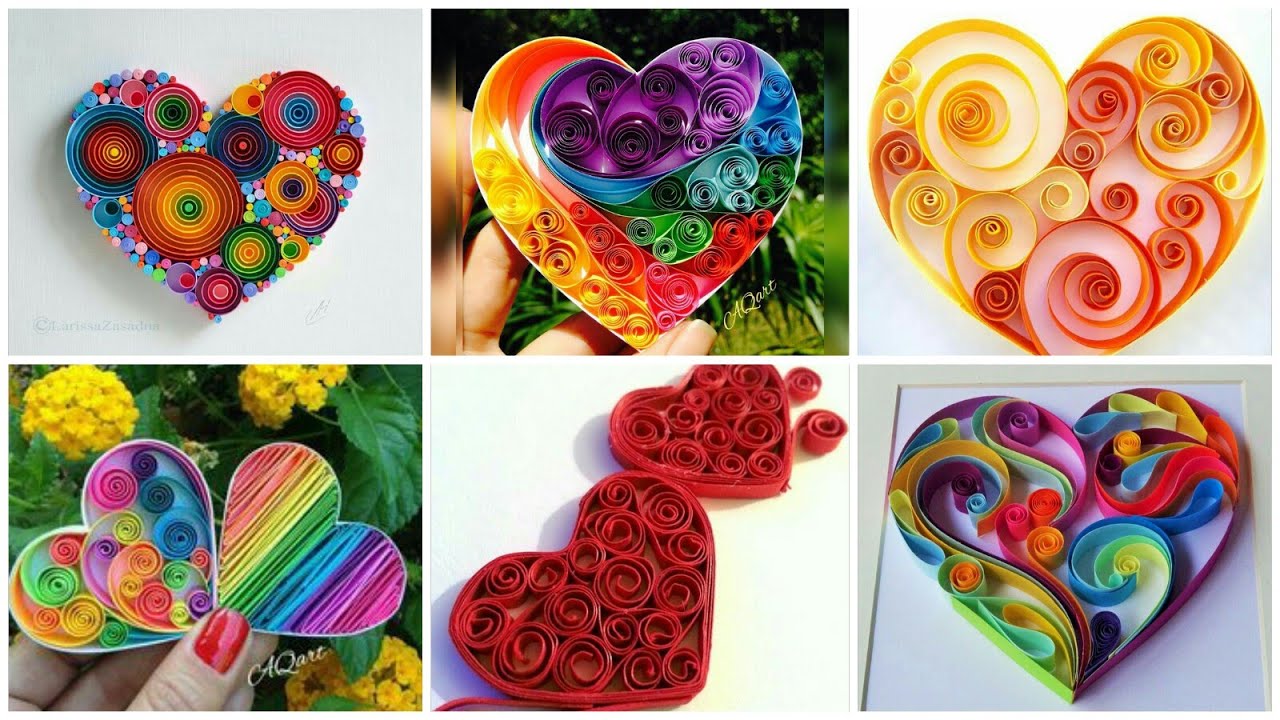 Quilling heart design for wall decor and home decor ideas