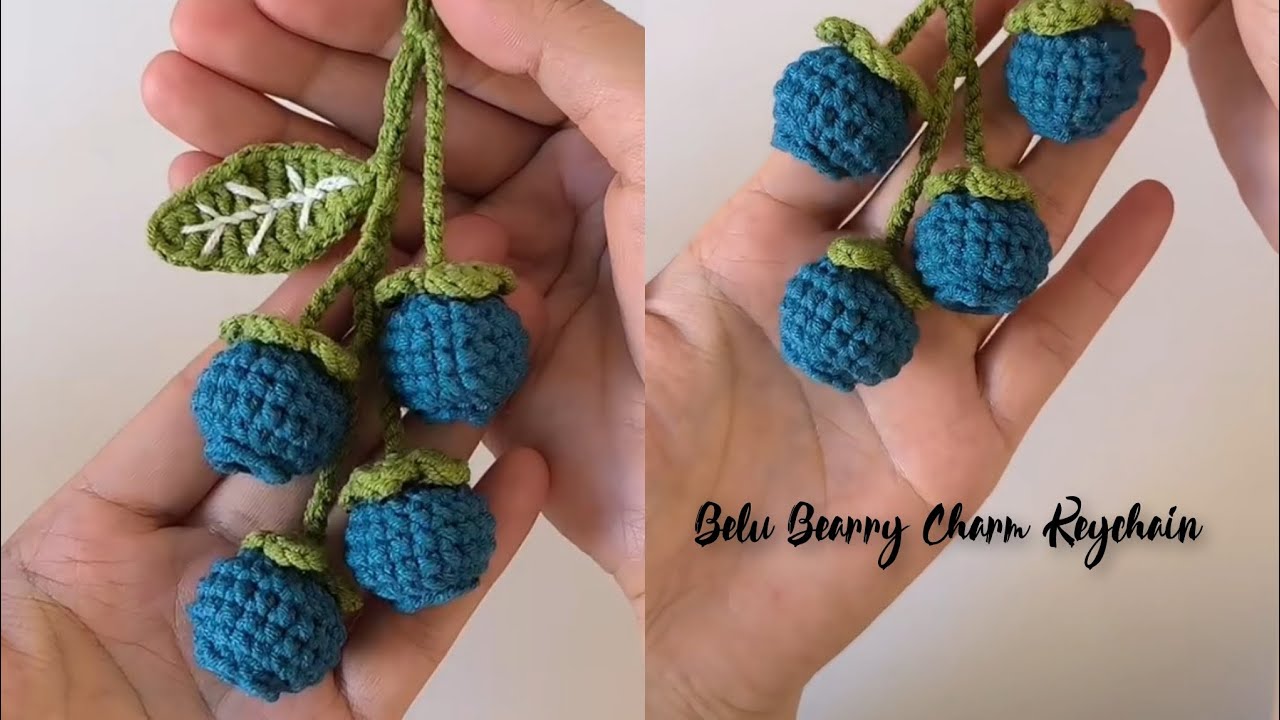 Blue Bearry Charm Keychain tutorial for beginners ❣️