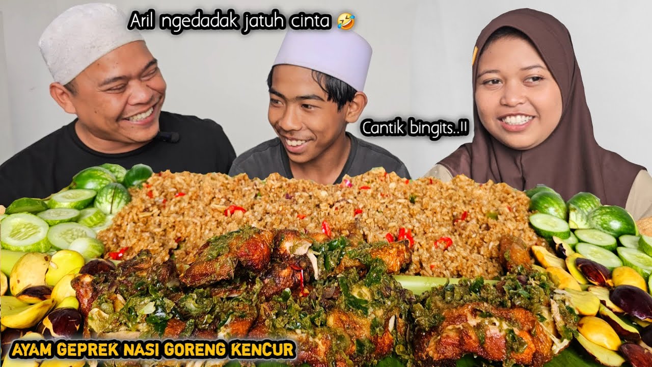 Tanya jawab ? Mukbang ayam geprek nasi goreng kencur + jengkol tua ! Ngalimed