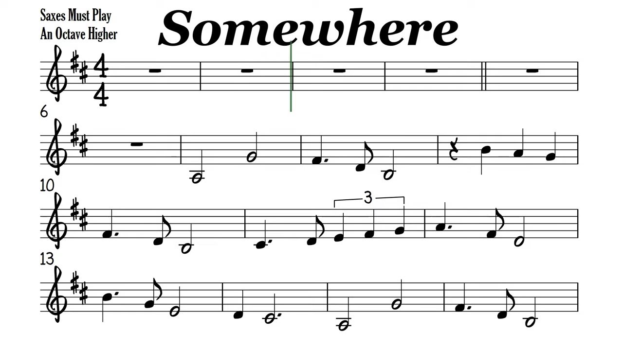 Somewhere Tenor Soprano Clarinet Trumpet Sheet Music Backing Track Play Along Partitura