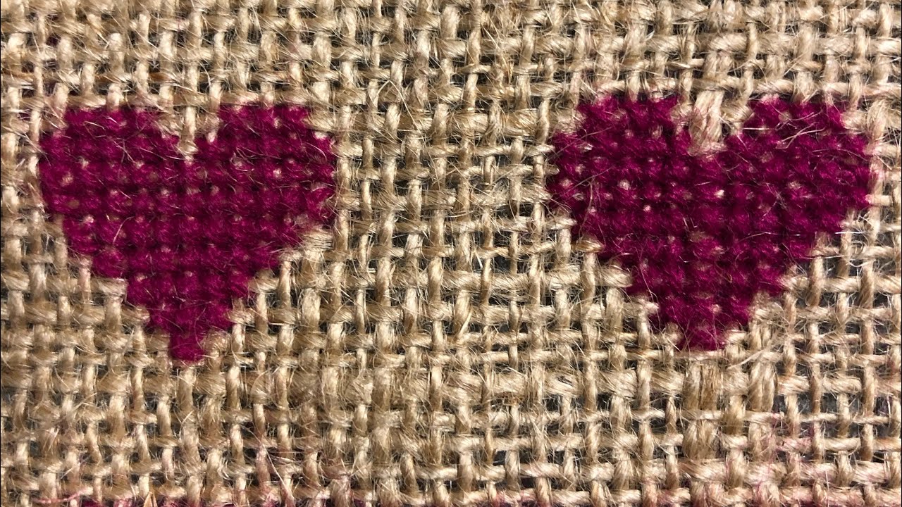 66. #roxysjournalofstitchery love prompt - bonus Treasury of stitches cross stitch hearts on hessian