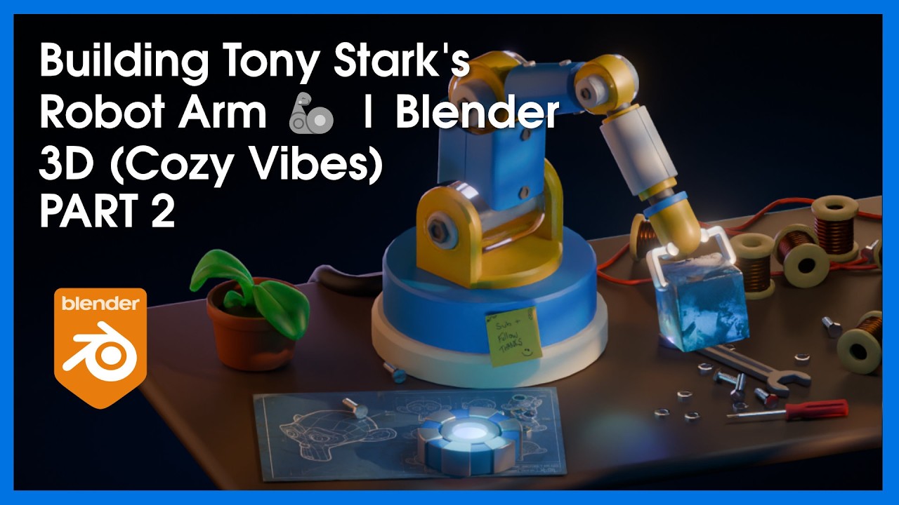 Building Tony Stark's Robot Arm 🦾 | Blender 3D (Cozy Vibes) - Part 2