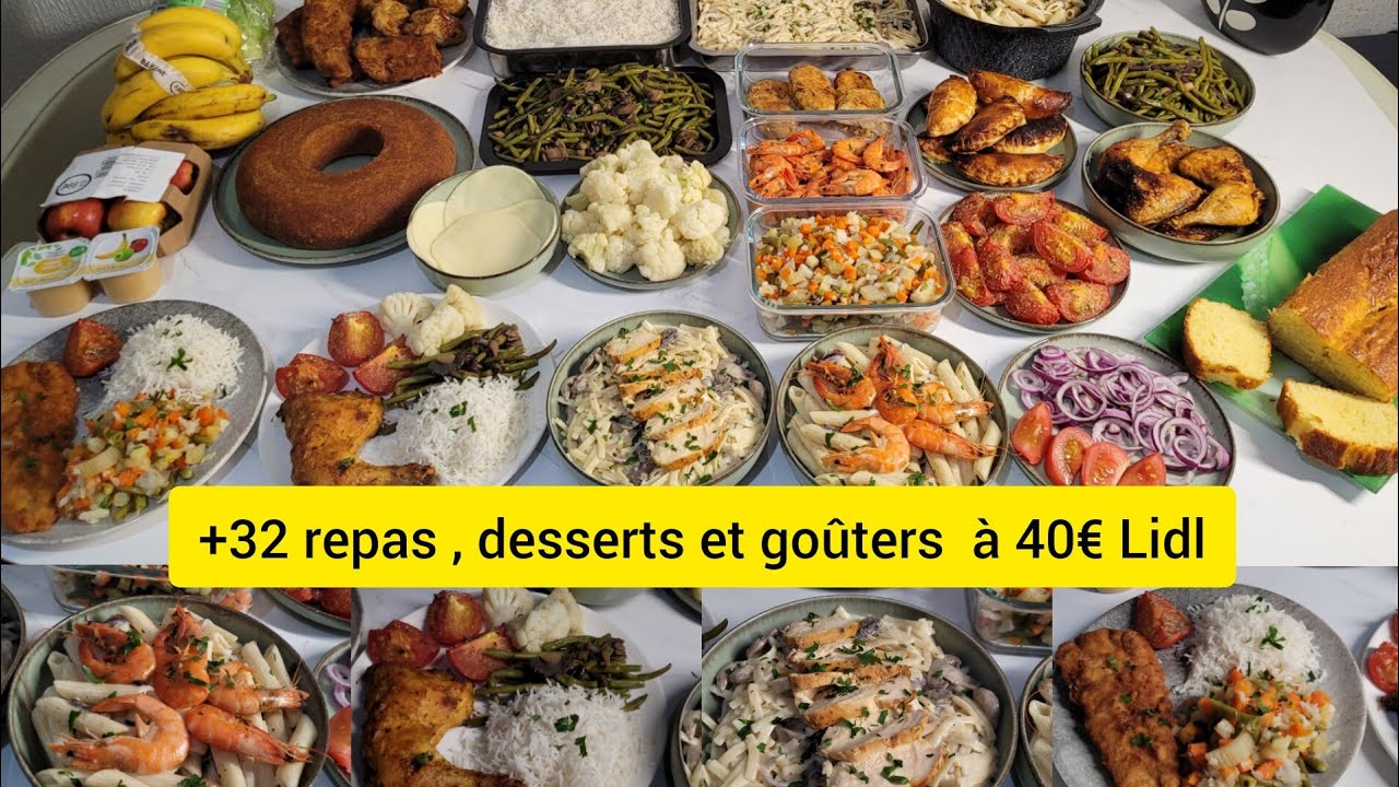 Batch-cooking meal prep à 40€ Lidl/32 Repas, goûter et desserts petit budget à congeler