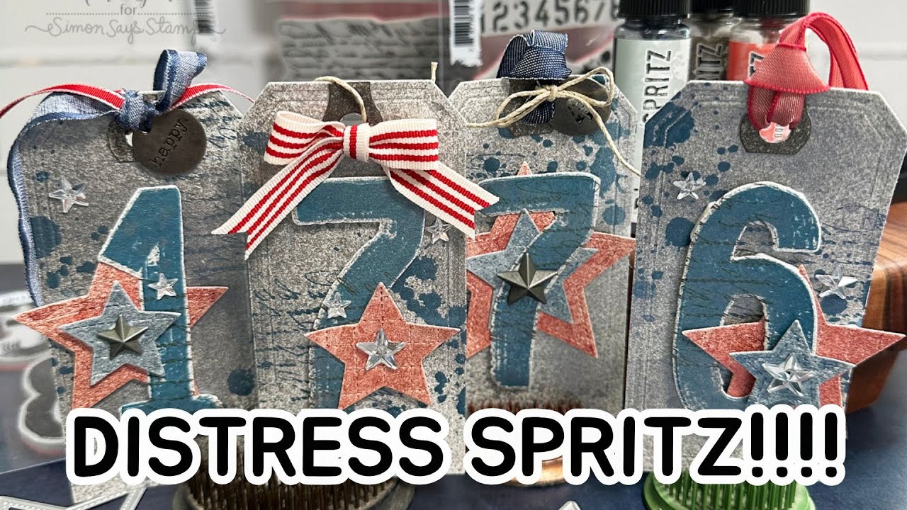 Patriotic Tags with Tim Holtz Distress Spritz