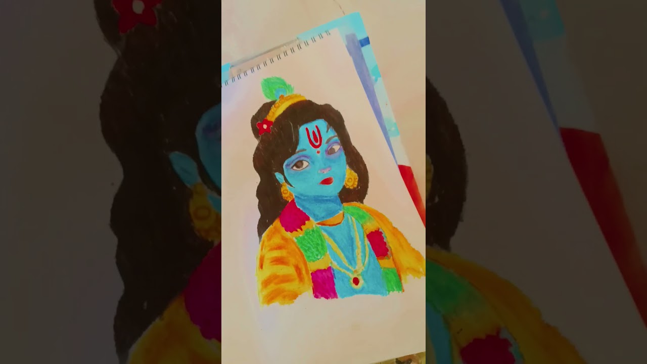 Krishna ji ka drawing oil pastel 🦚🥀🫀 and pencil colour 🌍🙏🫀