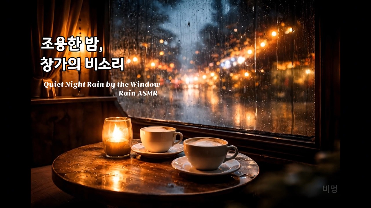 비멍 | 조용한 밤 창가에 내리는 비 3시간 | Calm Window Rain ASMR (3 Hours)