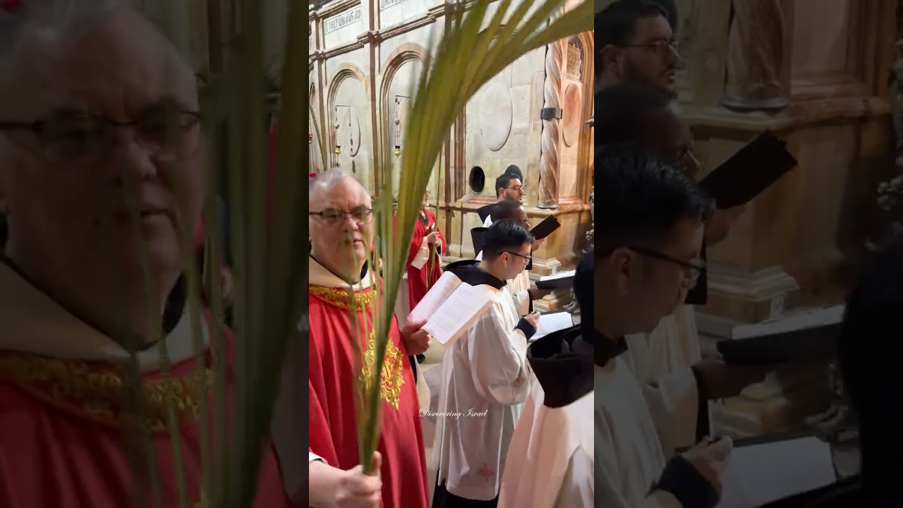 Palm Sunday procession at the Church of the Holy Sepulchre in Jerusalem. Israel 2025