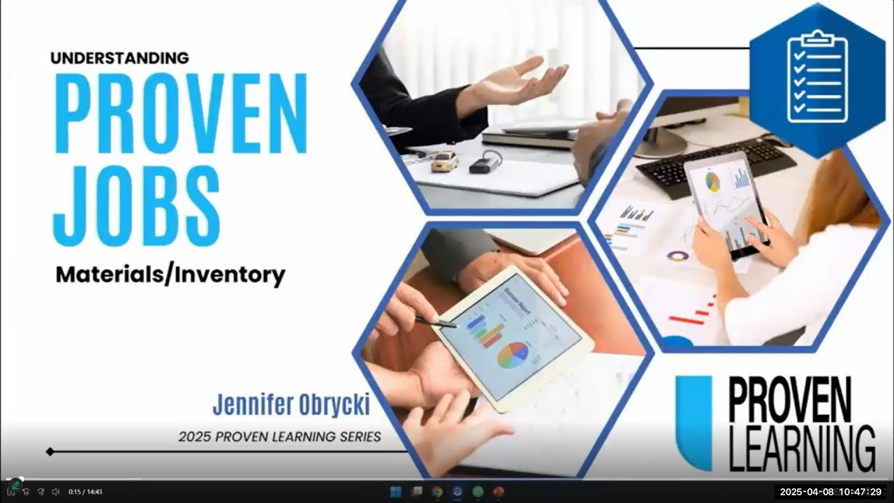Proven Learning Series: Understanding Proven Jobs Materials / Inventory