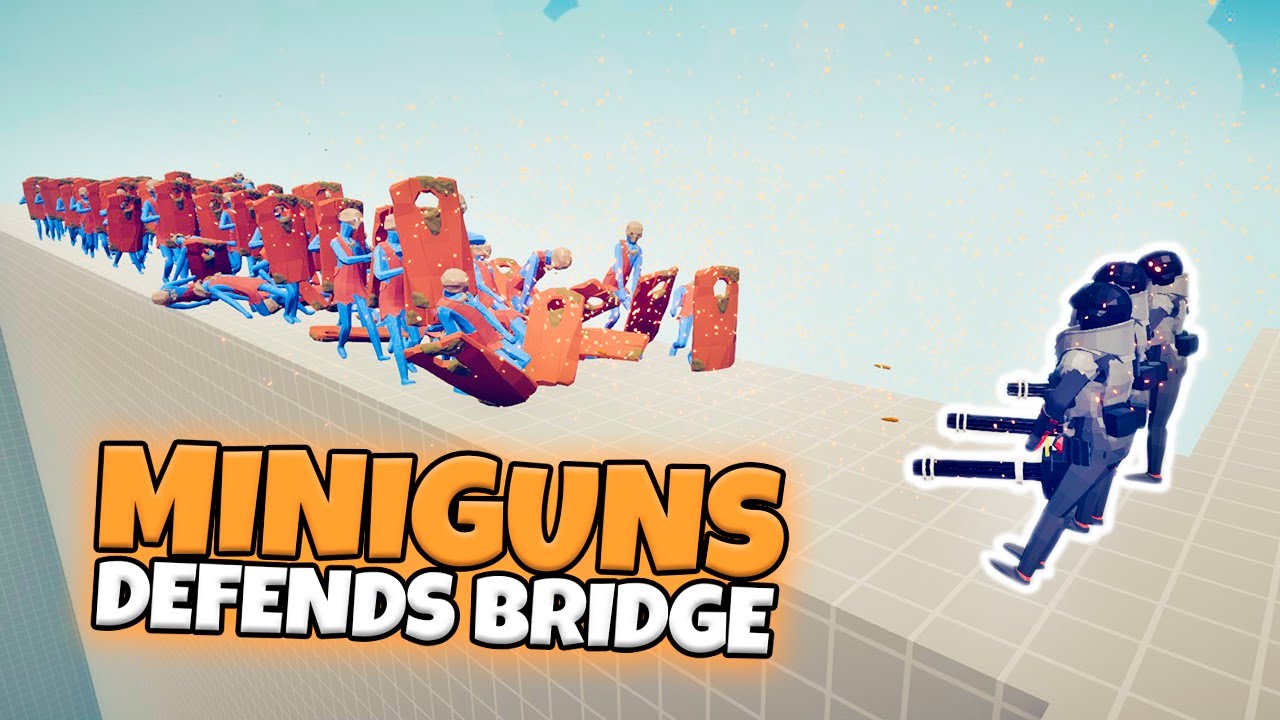 MINIGUNS DEFENDS BRIDGE VS EVERY FACTION | TABS MODDED GAMEPLAY