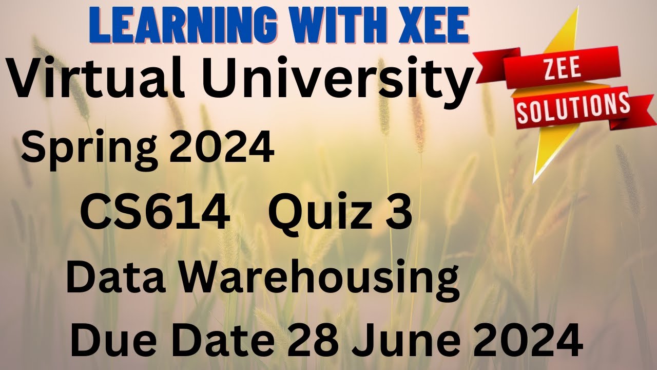 CS614 Data Warehousing Quiz 3 Spring 2024 Virtual University of Pakistan