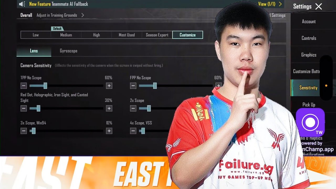 🔥 East Sensitivity Update 3.9 | TPP + FPP View |4MV + APG East Full Code 🔥 BGMI + PUBG