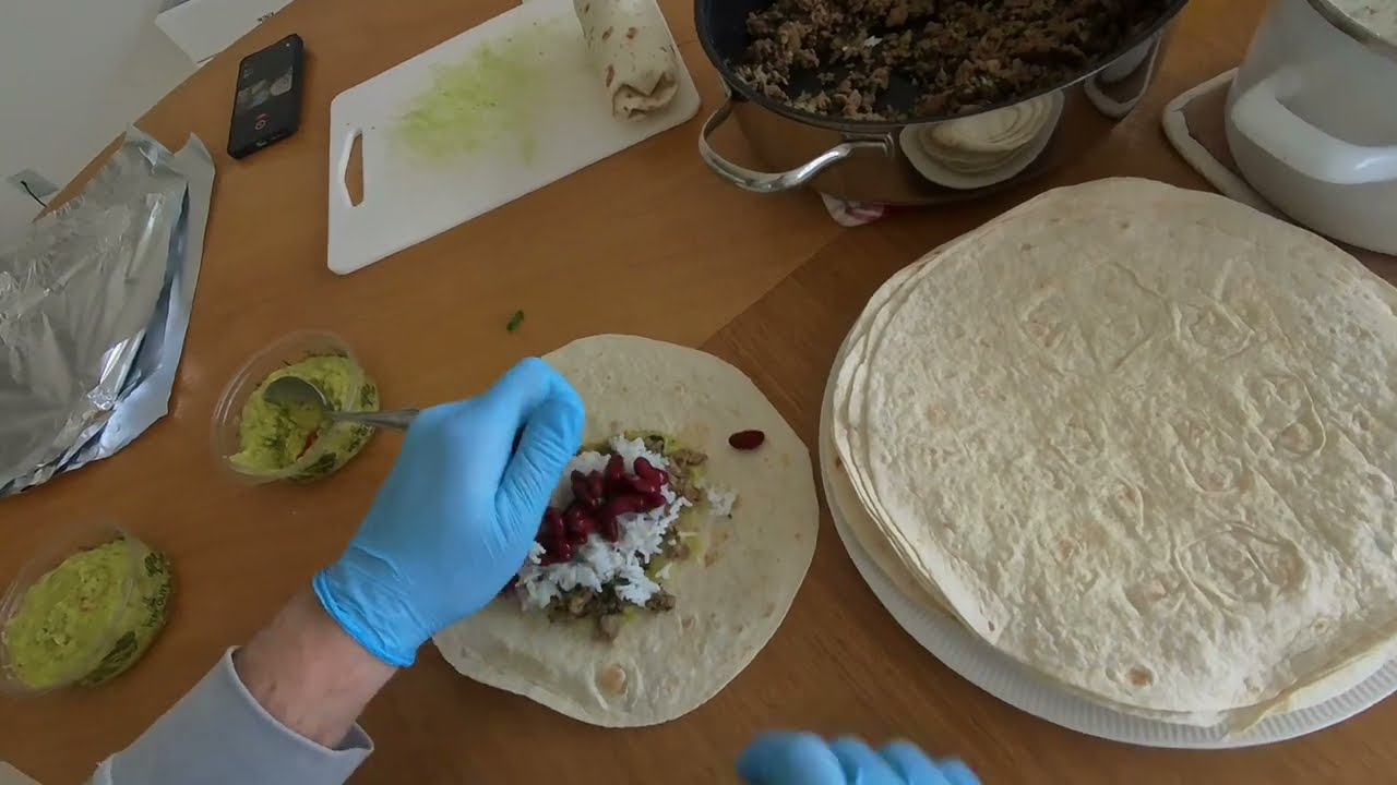 Meal prepping burritos for work from home lunches