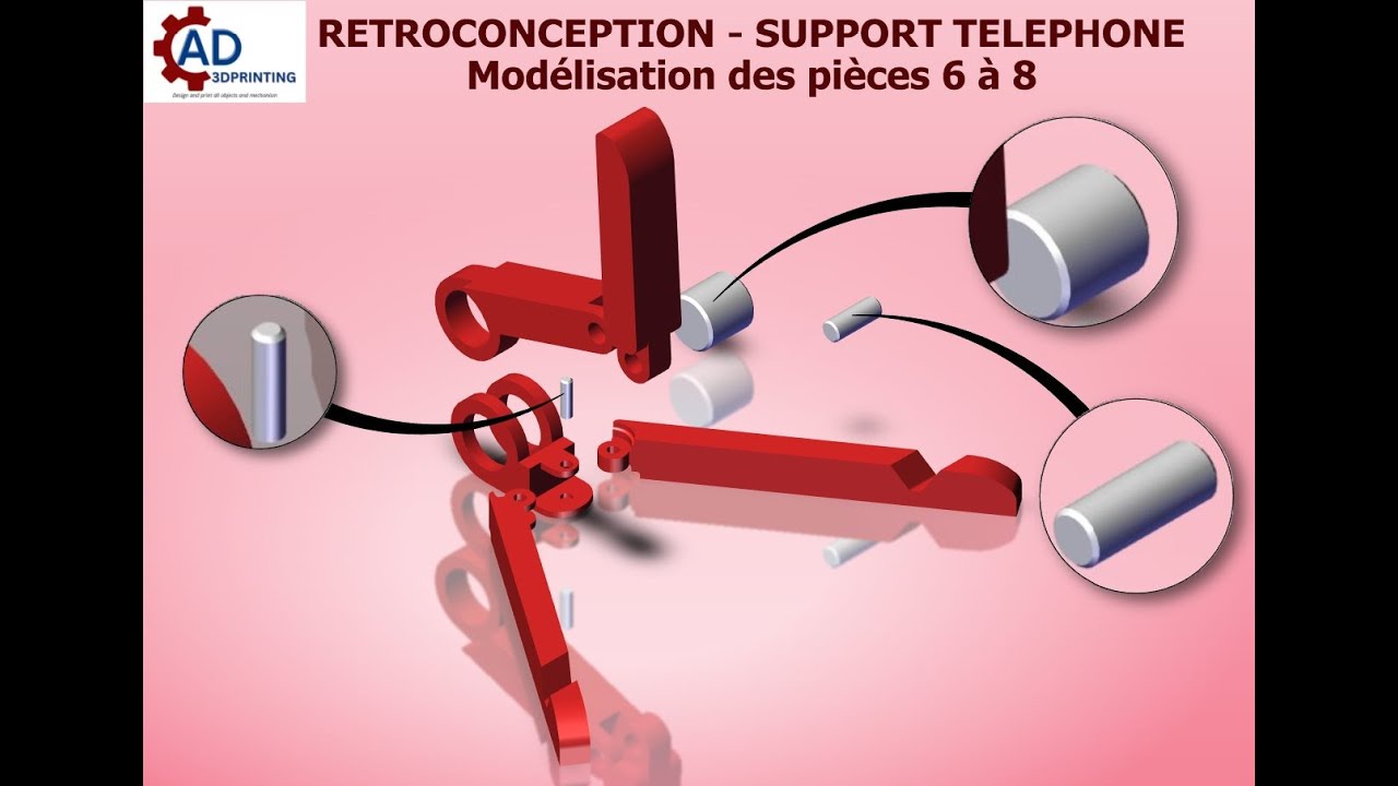 [07/09] – Rétroconception Support téléphone : Modélisation des pièces 6 à 8