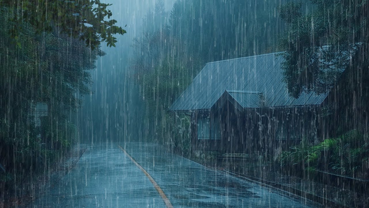 Heavy Rain & Thunder Surround a Quiet Forest Home, Let Go of the Day | Rain Sounds for Sleeping