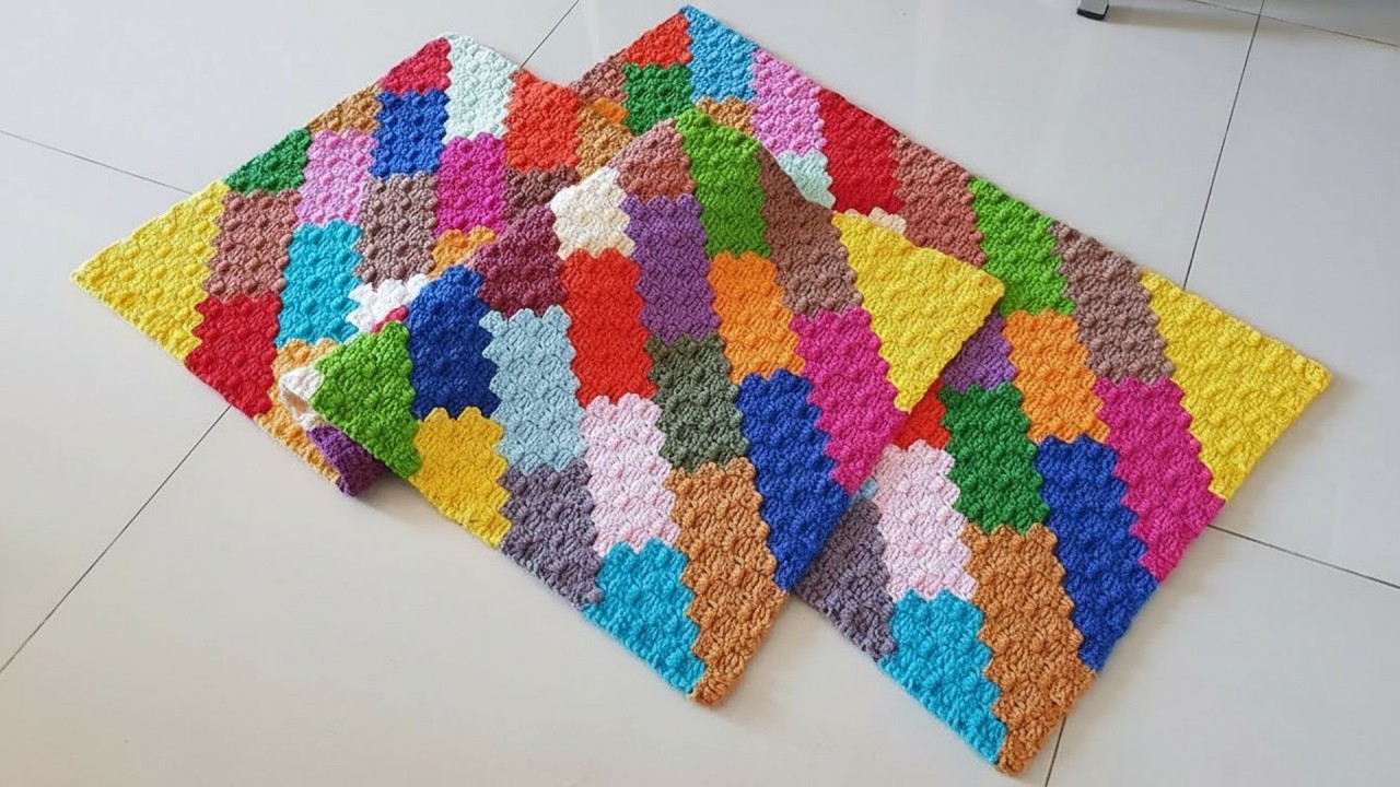 TAPETE LEGO - Ковер в технике C2C крючком из остатков пряжи