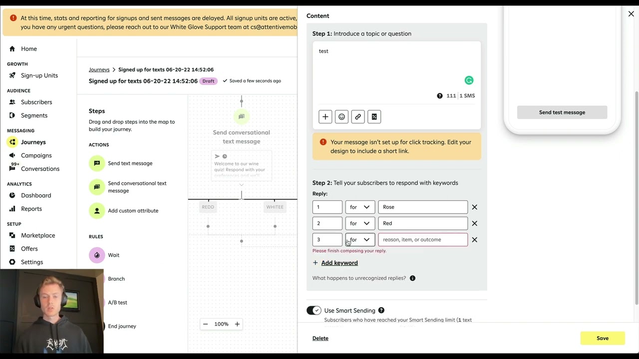 Attentive SMS Conversational Commerce Welcome Journey