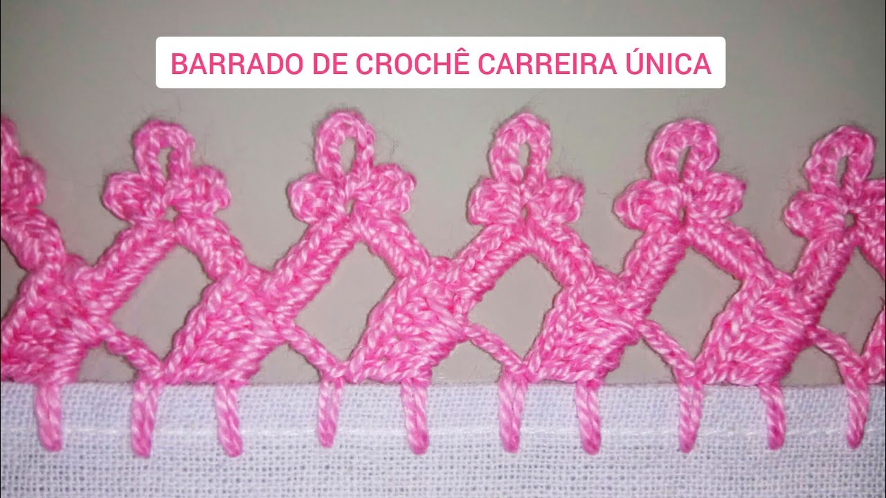 BICO DE CROCHE EM PANO DE PRATO | BARRADO DE CROCHE CARREIRA ÚNICA#69