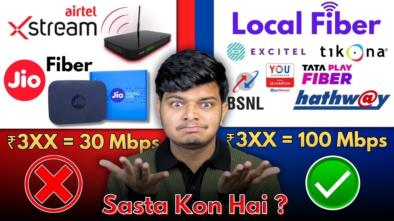 Cheapest Broadband Plans in India - Jio Fiber, Airtel Xstream, BSNL & More (Hindi)