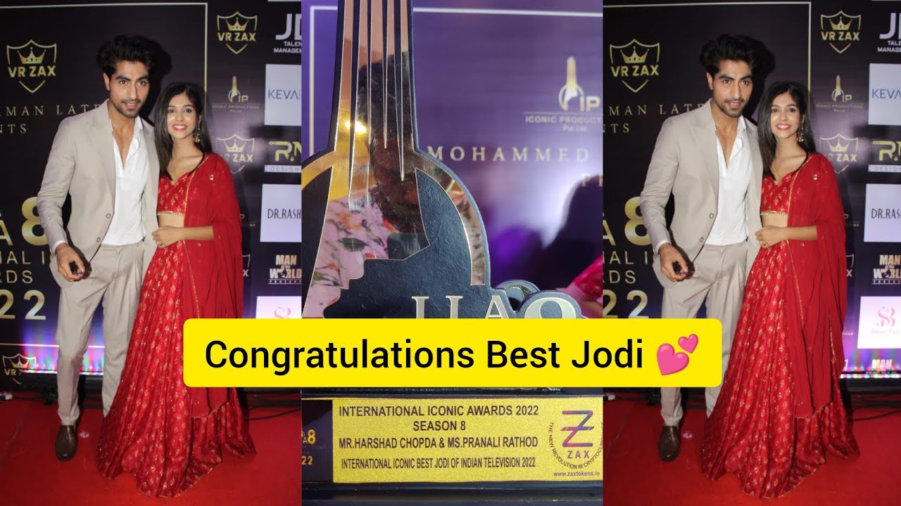 Congratulations Best Jodi Pranali Rathod Harshad Chopda At International Inconic Award in Juhu