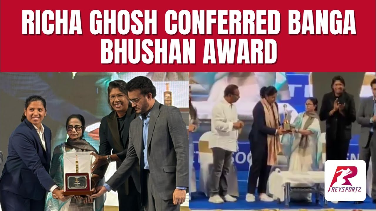 🚨Richa Ghosh conferred Banga Bhushan award by CM on behalf of state government. 