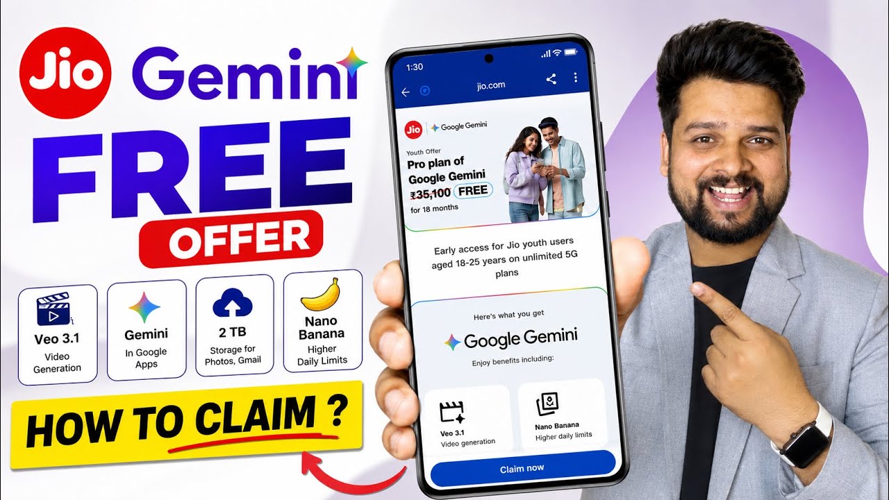 🔥 How to Get Google Gemini Pro Free | How to Claim Jio Google Gemini AI Subscription for 18 Months