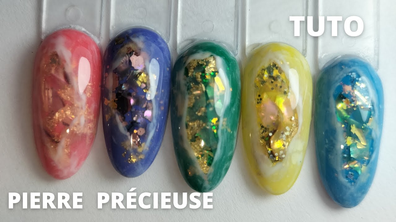 Comment faire l'EFFET PIERRE PRÉCIEUSE Tuto Nail Art