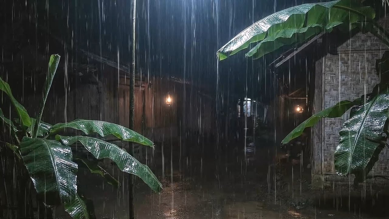 Midnight Rain in Quiet Village | Peaceful Rain Sounds for Deep Sleep, Deep Insomnia, Rest Mind