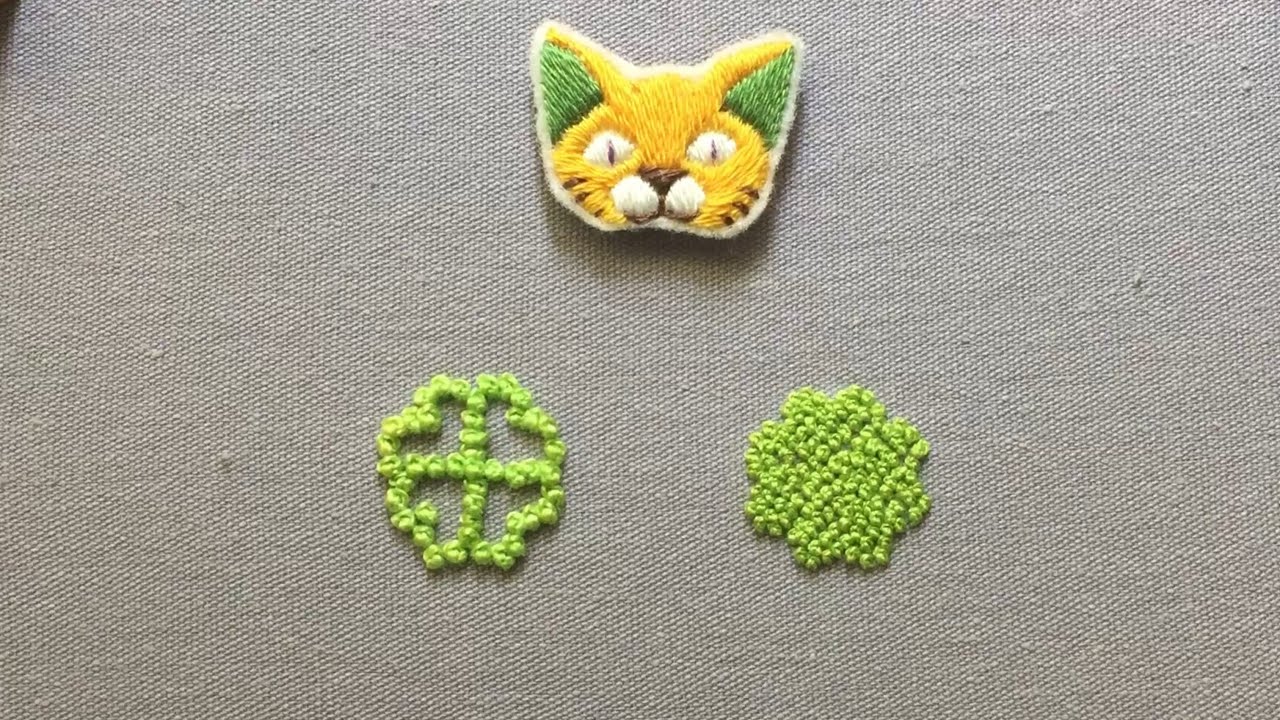 刺繡－四葉草 - 結粒繡 | HandEmbroidery － Four-leaf clover - Knot Stitch