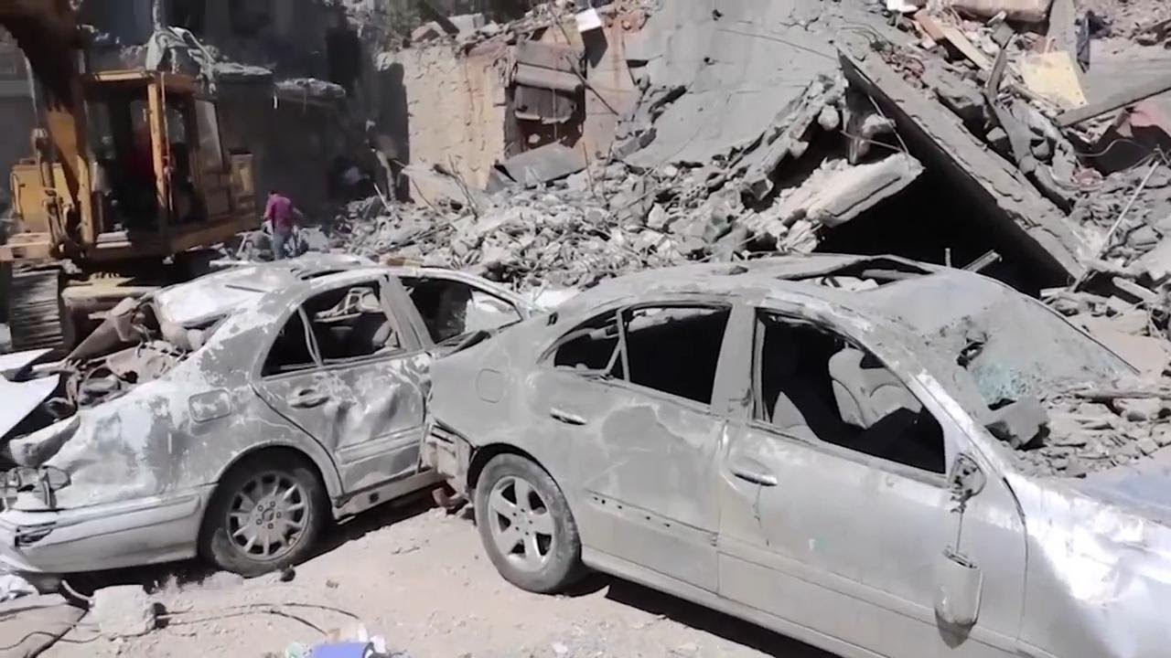 Destruction left in aftermath of Israeli airstrike in Bekaa Valley, Lebanon