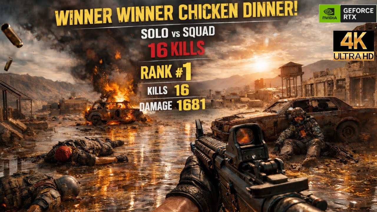 PUBG PC Miramar Solo vs Squad | 16 Kill Chicken Dinner🤯🔥