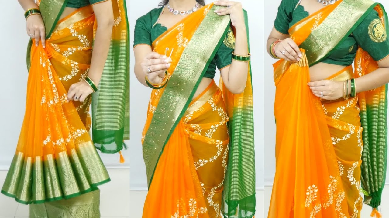 How to Make Perfect Pleats for Tissue organza saree with Easy Tips & Tricks