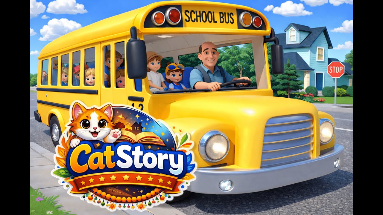 Wheels on the Bus 🚌 | @catstoryhindi1  Rhymes & Kids 🧒Songs 🎶
