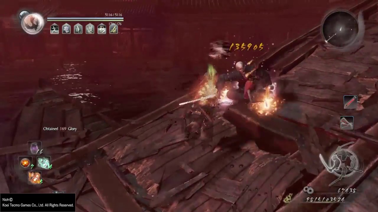 Nioh: Kagutsuchi Fire Onmyo build vs. Way of the Wise* (Umi Bozu, White Tiger, Marobashi)