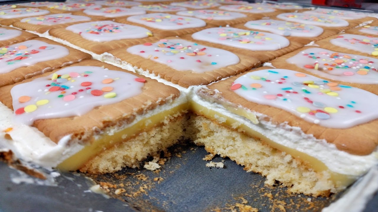Rezept: Zitronen Butterkeks Blechkuchen / Geburtstags Kuchen / Butterkekskuchen