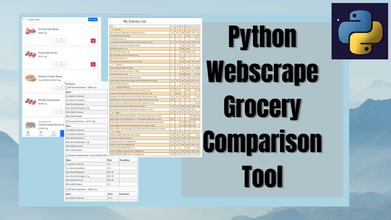 Python Webscrape Grocery Comparison Tool