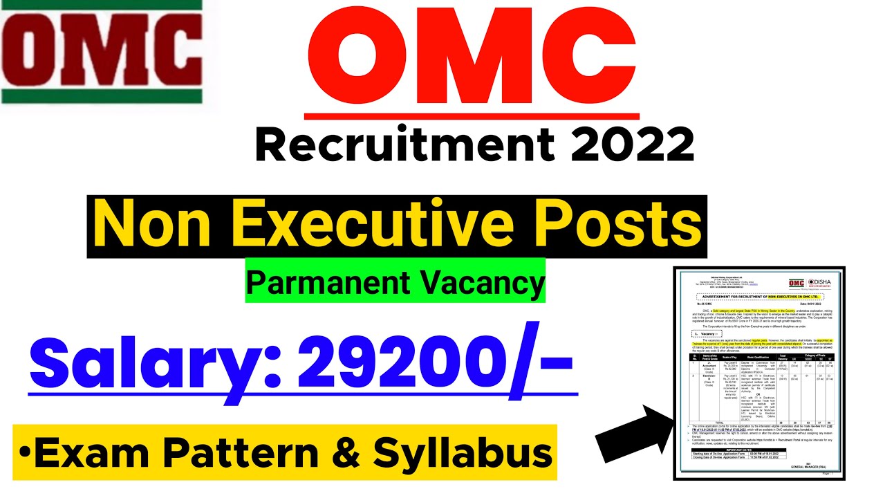 OMC Recruitment 2022 | OMC Jr. Accountant/Electrician Vacancy 2022 | Odisha Mining Corporation