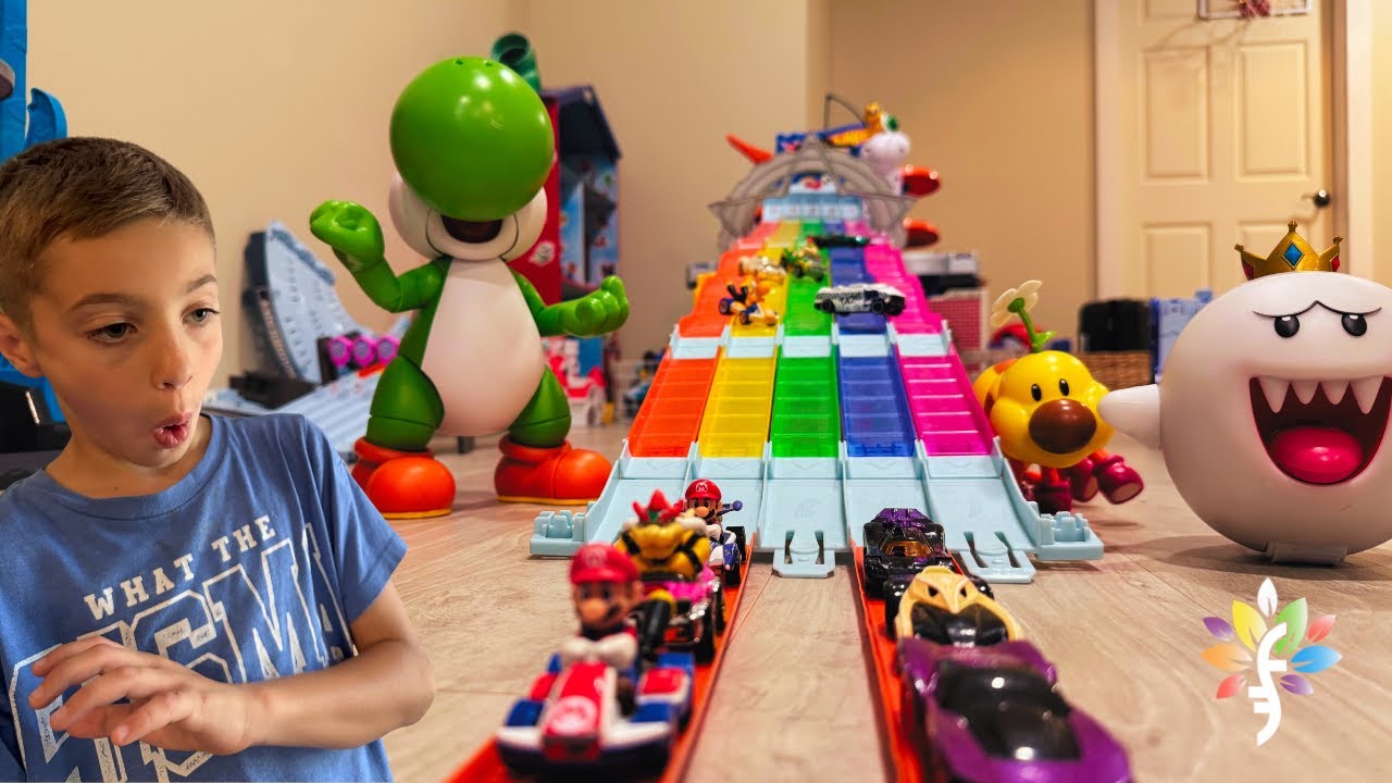 Rainbow Road Tunnel Race: Mario Karts vs Hot Wheels