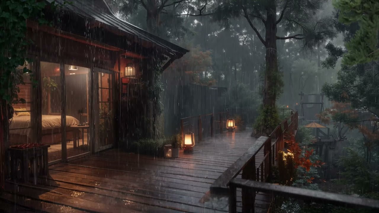 Gentle Forest Rain 🌿 ASMR Cabin Sounds for Sleep