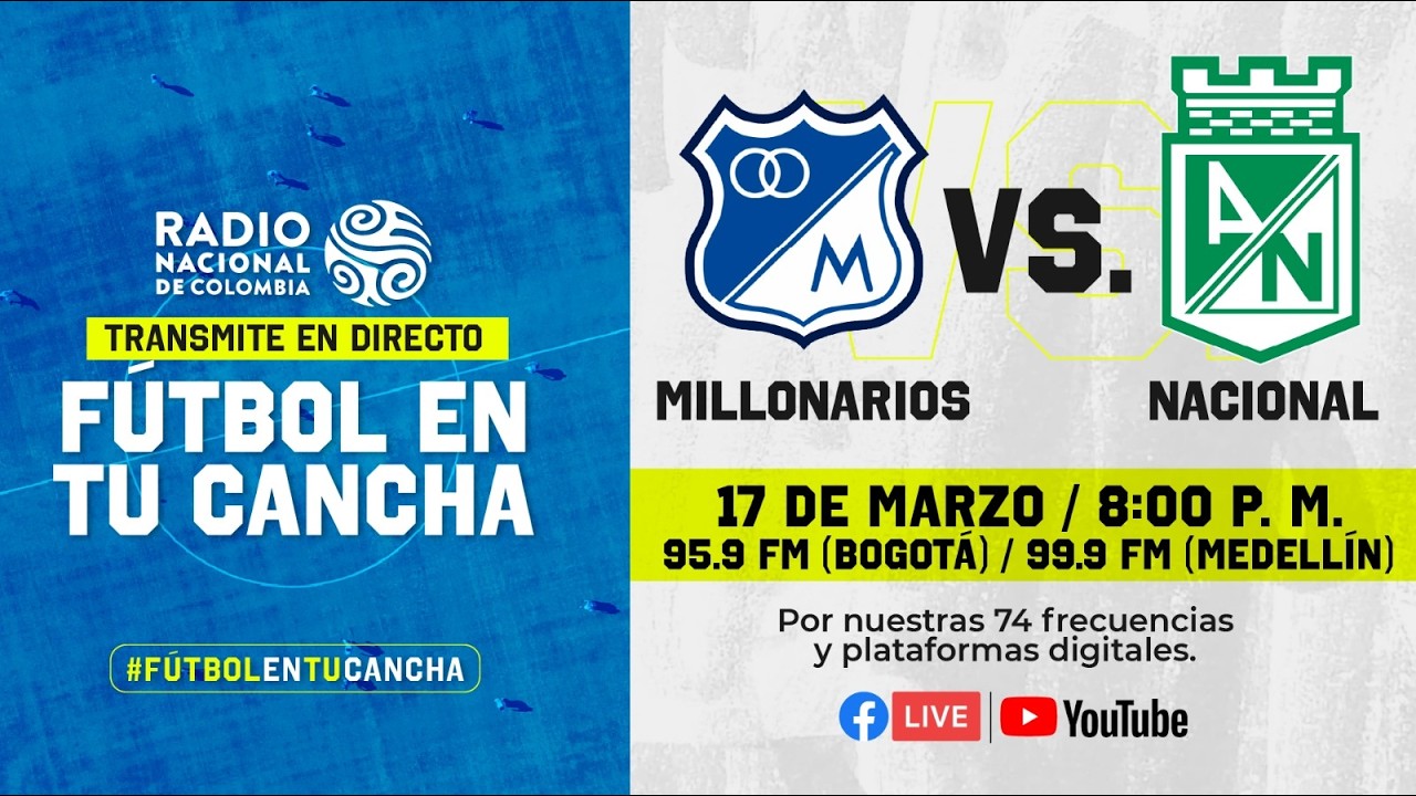 Sintonízanos y vibren #EnVivo 🔴⚽ ¡Qué ruede la pelota! Millonarios vs Nacional.