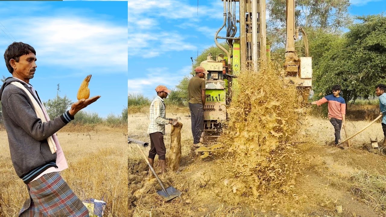 Borewell drilling from village || 120 फीट मे फूल पानी || live camera video