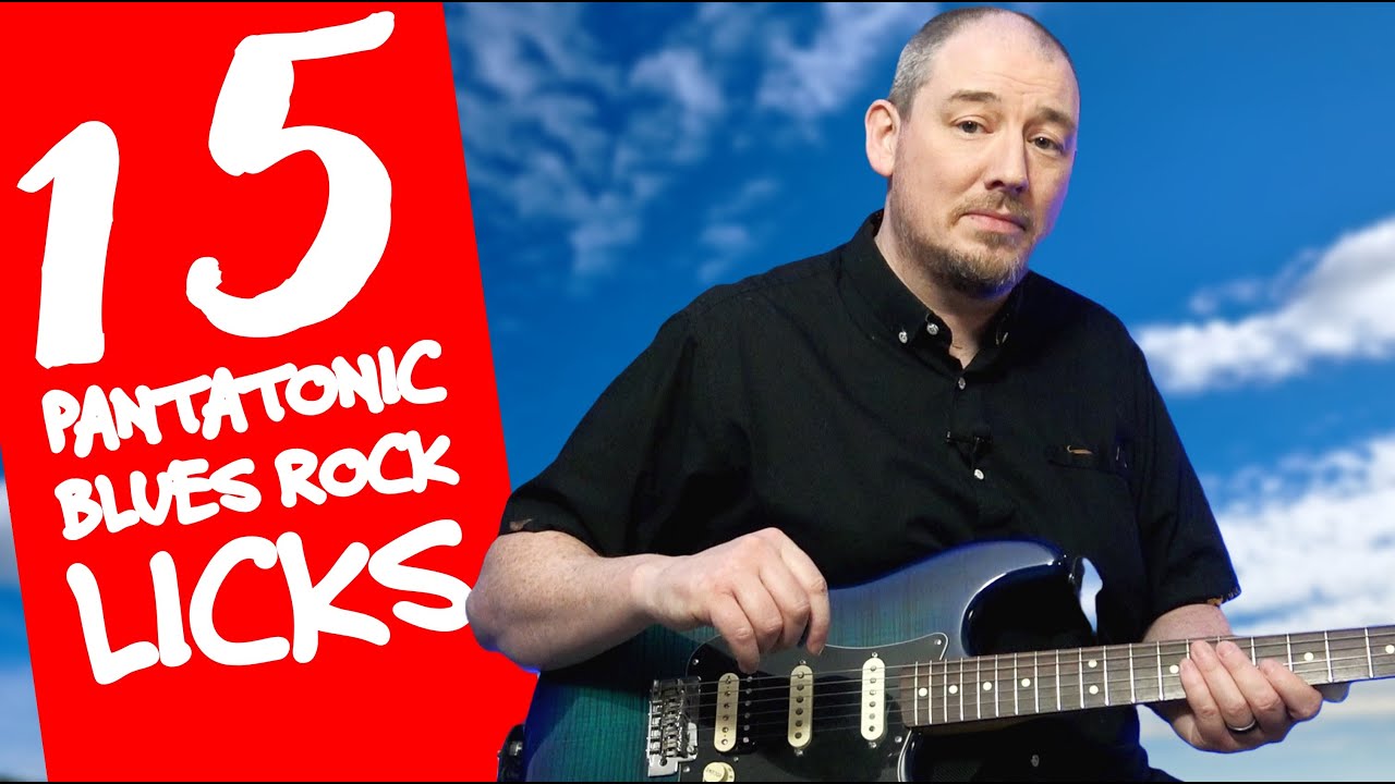 15 Pentatonic Blues Rock Licks in Em using all 5 boxes