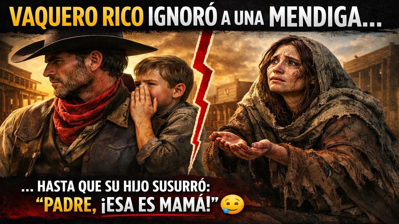 Vaquero Rico Ignoró a una Mendiga… Hasta que Su Hijo Susurró: “Padre, ¡Esa es Mamá!” 😢