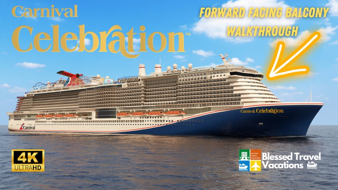 FIRST LOOK - NEW Carnival Celebration Forward Facing Balcony stateroom walkthrough