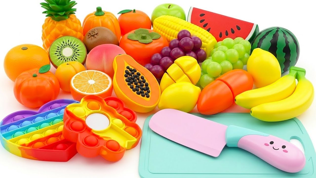 ASMR おままごと トントン♪おもちゃ 果物 カット音 Cutting Fruits Sounds ASMR with Wooden Cutting Board Sound