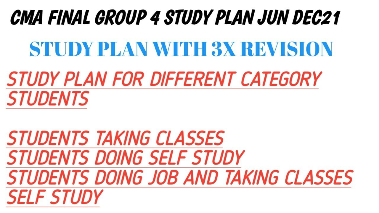 CMA FINAL GROUP 4 STUDY PLAN FOR JUN21 DEC21|| 3X REVISION||