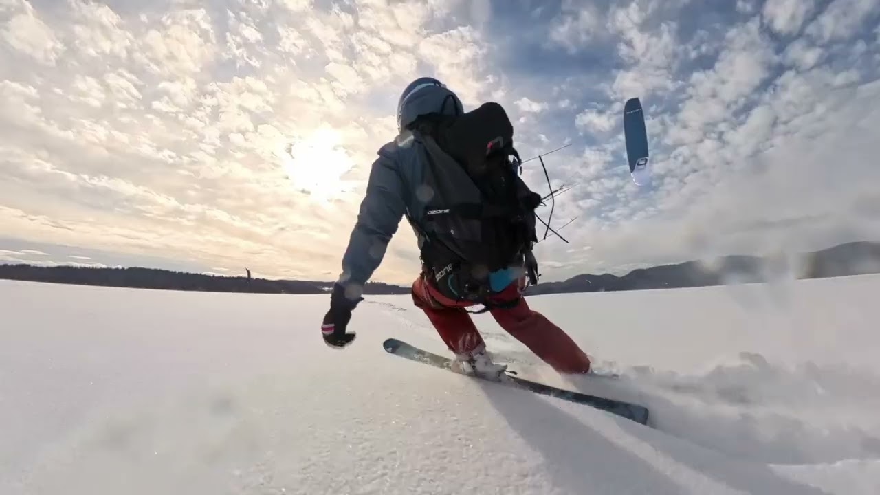 Squam Snow Kite Skiing February 22, 2026 on Ozone 18m EXP