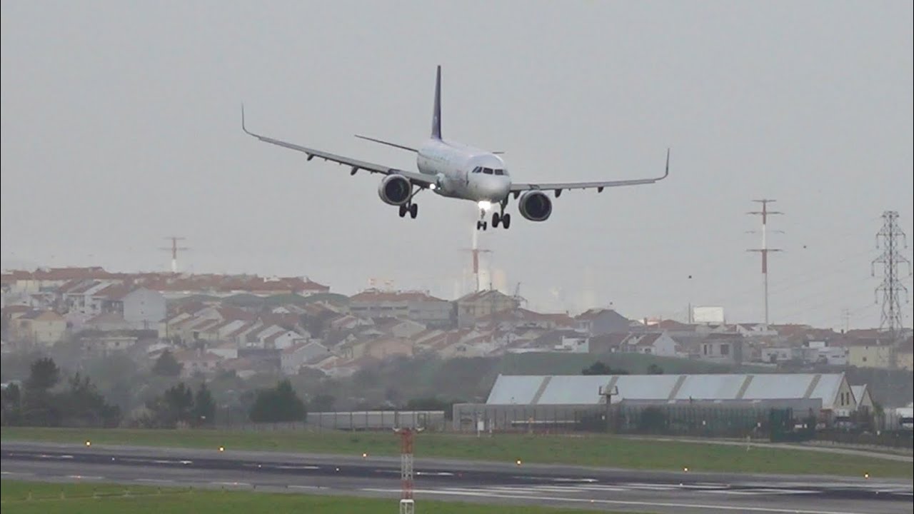Breathless Landing! Azores Airlines A321neo Fights Strong Winds at Lisbon Airport