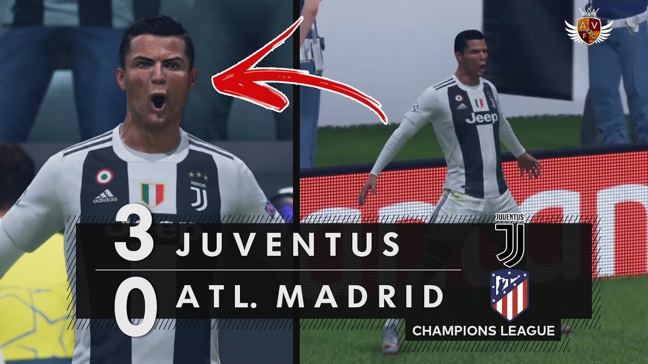 JUVENTUS 3 x 0 ATLÉTICO DE MADRID NO FIFA 19 - CHAMPIONS LEAGUE | HAT-TRICK DO CR7