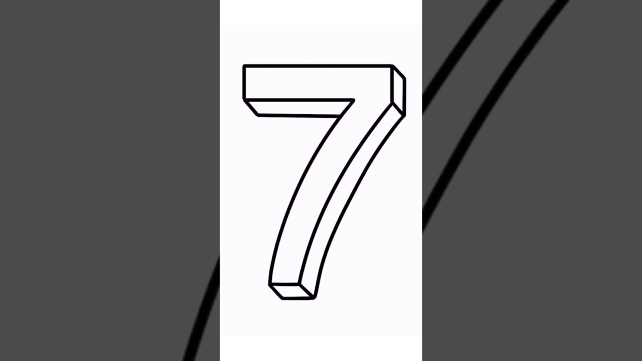 How To Draw Number, Seven 7 In 3D