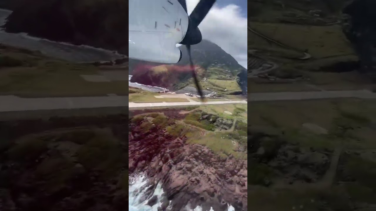 Flying over Saba AirPort - shortest commercial runway in the world